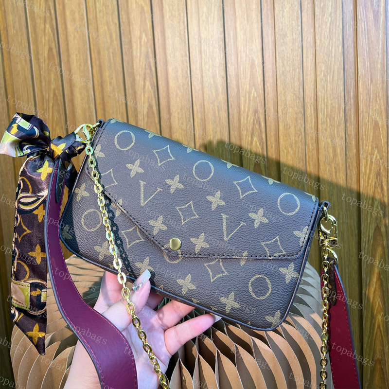 Multi Felicie Pochette Dames Designer Tassen Dame Luxe Portefeuilles Bloemen Letters 3-in-1 Messenger Schouder Crossbody Chain Bag