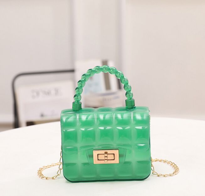 Plaid transparent liten fyrkantig handväska 2023 Summer PVC Women's Bag Fashion Shoulder Crossbody Mini Diamond Bags