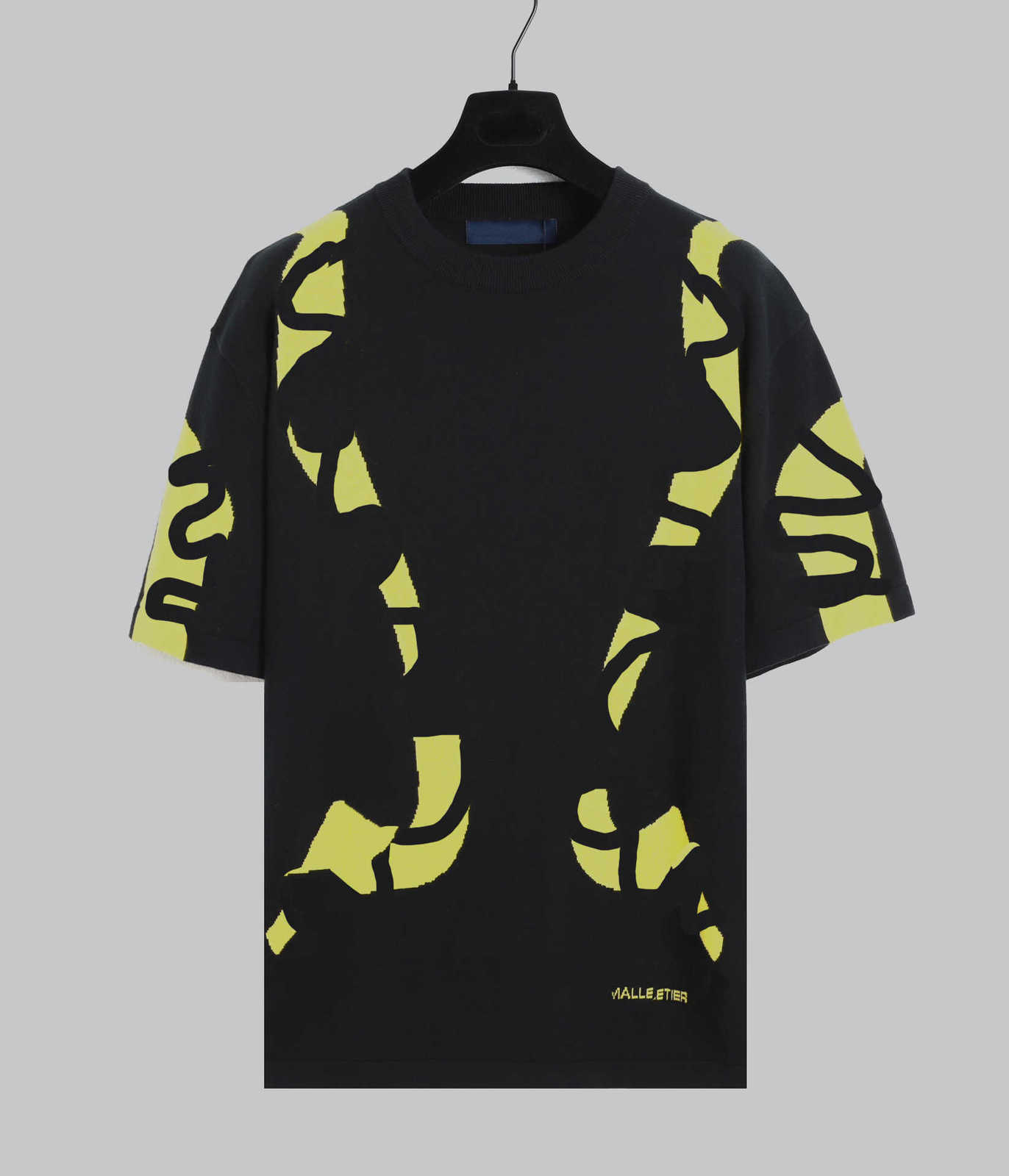 T-shirts pour hommes Designer Polyvalent Col rond Sports Jacquard Jaune fluo Broderie ondulée T-shirt à manches courtes Tendance VKIF
