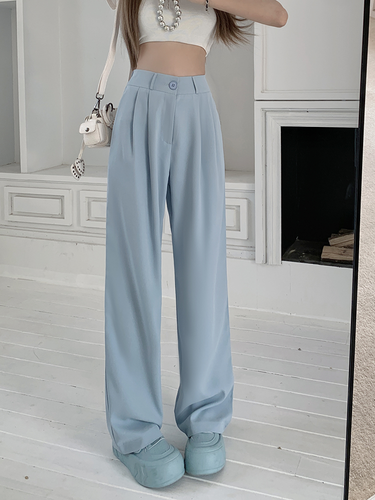 Women's high waist blazer suit wide leg loose long pants solid color SMLXL