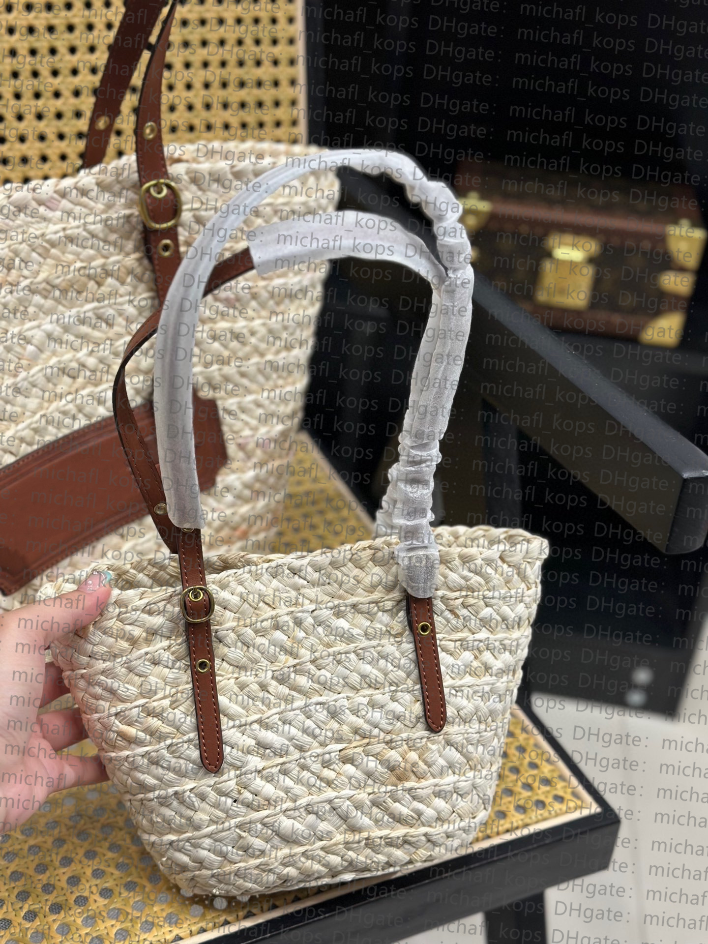 Modische Strandtasche, großes Fassungsvermögen, echtes Leder, gesteppt, Buchstabe Lafite Grass Bag, klassische Damenhandtasche, Designer-Luxus-ID michafl_kops