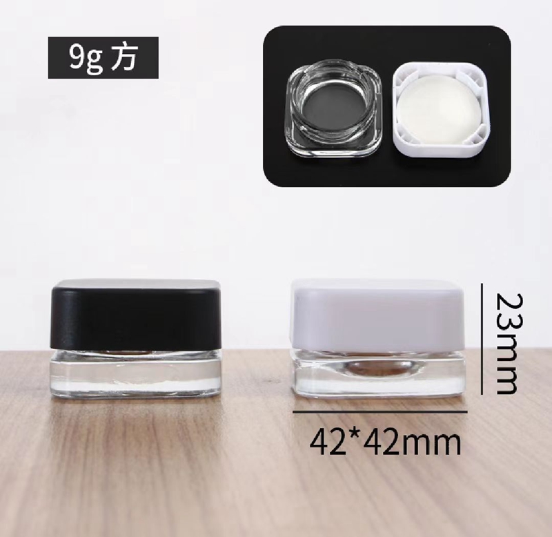 5ML 5G 9ML 9G Conteneur d'huile de cire de verre 1/2 Boîte de rangement cosmétique Pot de concentré Réservoir avec capuchon en plastique à l'épreuve des enfants Dab Tool Bho Holder Maquillage Pots Bouteilles Cream Case DHL