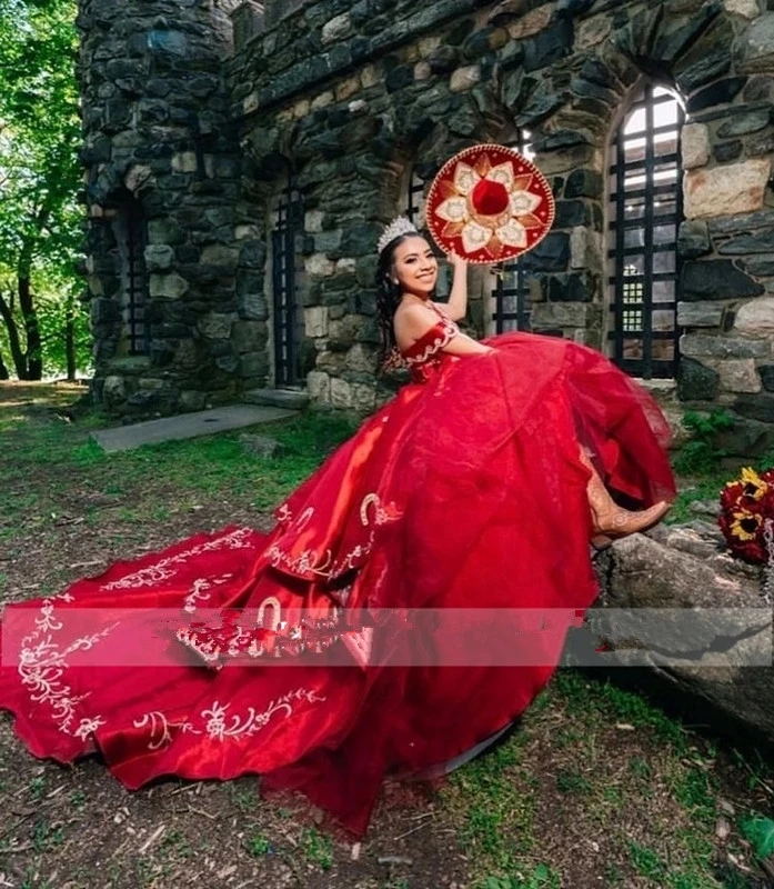 Elegante vermelho escuro querido vestido de baile vestidos quinceanera apliques bordados vestidos de baile vestidos de festa