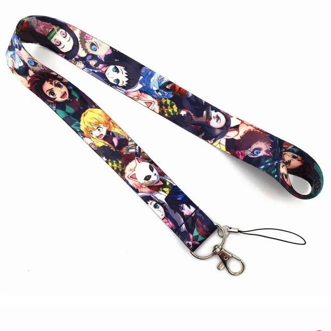 혼합 애니메이션 악마 슬레이어 Kimetsu No Yaiba Neck Strap Lanyard 휴대 전화 키 체인 ID 배지 키 체인 Kamado