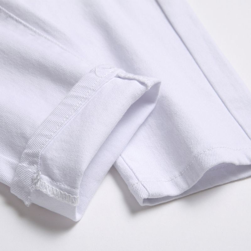 New White Embroidery Edizione coreana Designer Slim Fit Jeans Fashion Brand Broken Hole Elastic Versatile Vita alta Harlan Street Pants