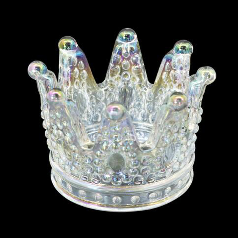 Vidro de cristal em forma de coroa votiva chá luz castiçal jóias artesanais organizar placa criativo cinzeiro casa ouro roxo decoração de casamento