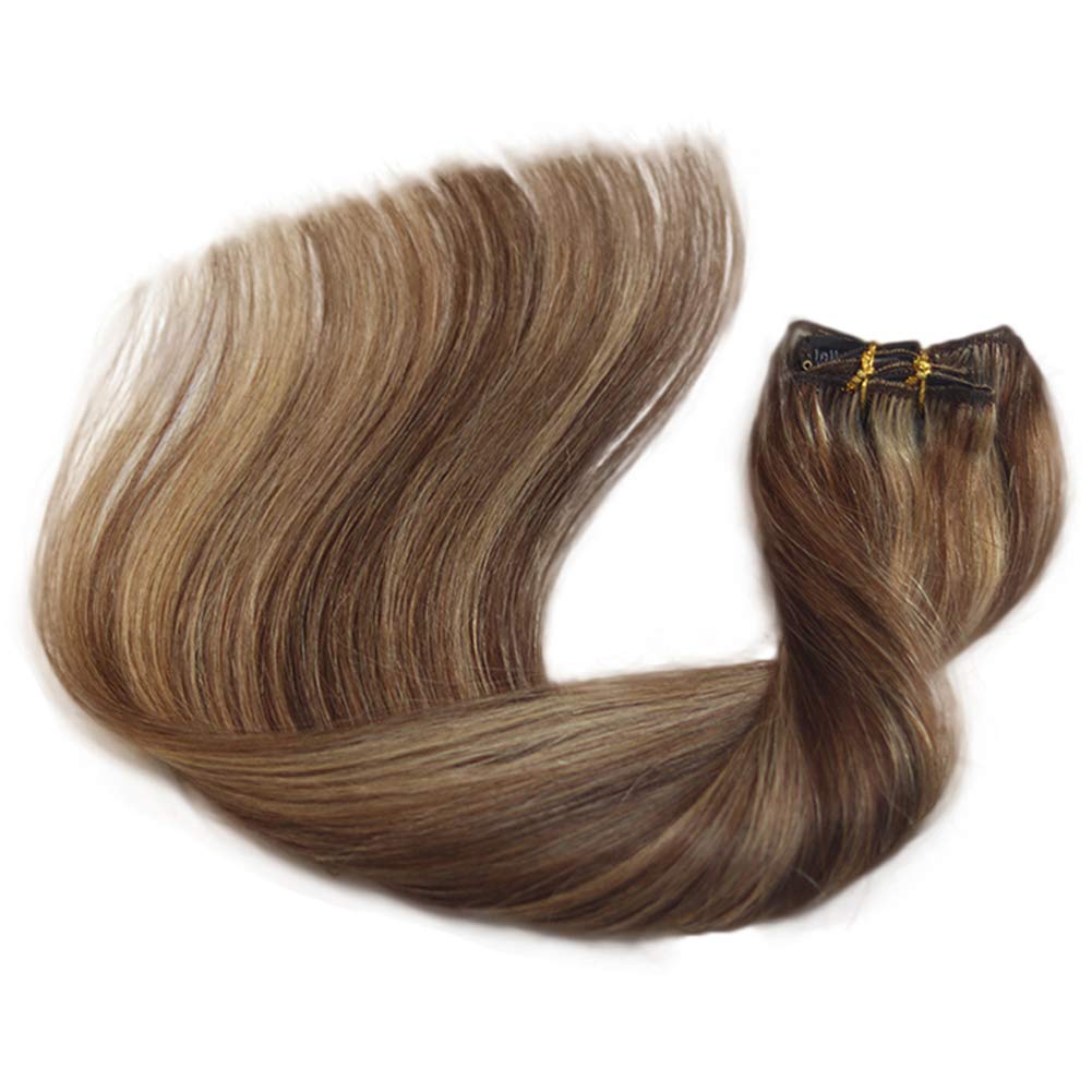 Clip nelle extension capelli Remy Human Hair Highlights colore P4/27 Clip in doppia trama Extension 120g