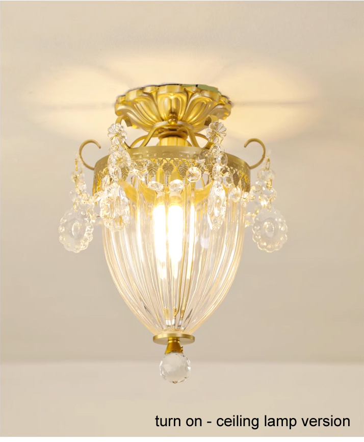 American Brass Crystal Chandeliers French Retro Chandelier Pendant Lamps European Vintage Luminaria Restaurant Home Indoor Dining Room Lighting Decoration