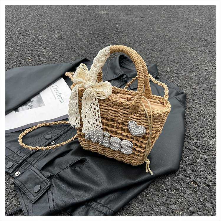 New 2023 Summer Daily Matching Western Grass Woven Bags Handbags Advanced Shoulder Bag Beach Bag 230614