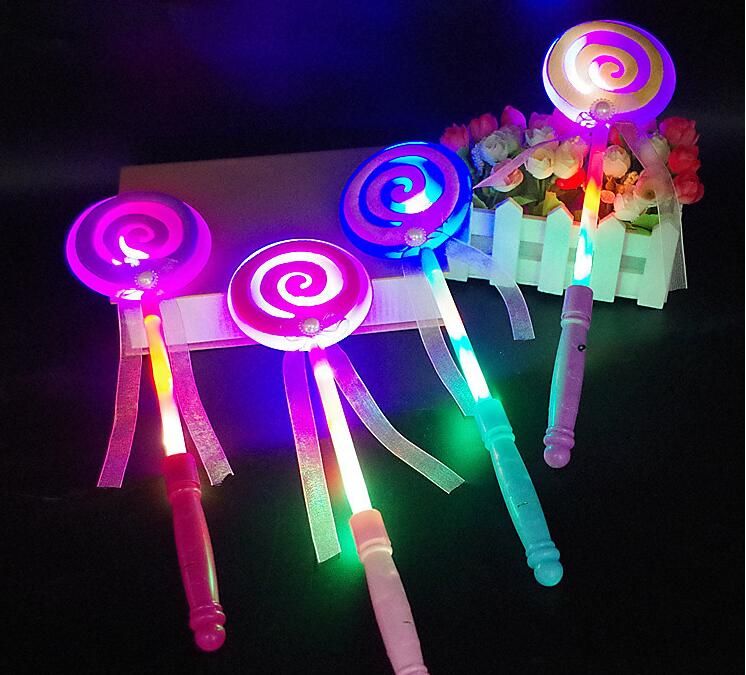 Novità Illuminazione Bambini LED Light-Up Lollipop Glow Sticks Ragazze Principessa Lampeggiante Fata Bacchetta Bastoncini Abito da festa Natale Navidad Capodanno