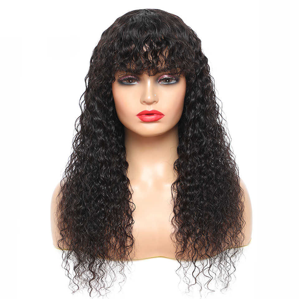 Lace Wigs Krullend Menselijk Haar Pruik Met Pony Menselijk Haar Pruiken Voor Vrouwen Menselijk Haar Kinky Krullend Braziliaans Haar Pruiken 30 Inch Goedkope Pruiken Z0613