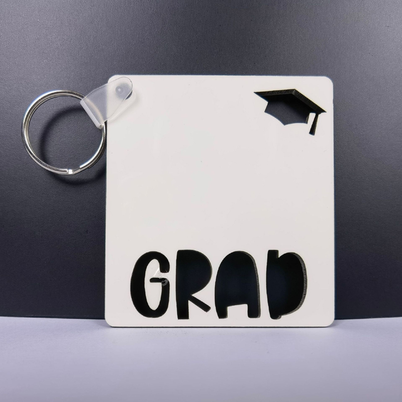 10 pièces sac pièces Sublimation bricolage blanc blanc MDF en bois Grad évider porte-clés Graduation Souvenir