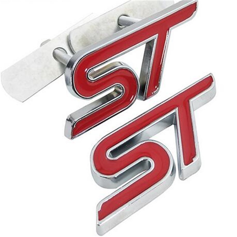 Nieuwe Metalen ST Grille Auto Hoofd Grill Embleem Badge met Chrome Schroef Sticker Voor FORD FIESTA FOCUS MONDEO Auto styling