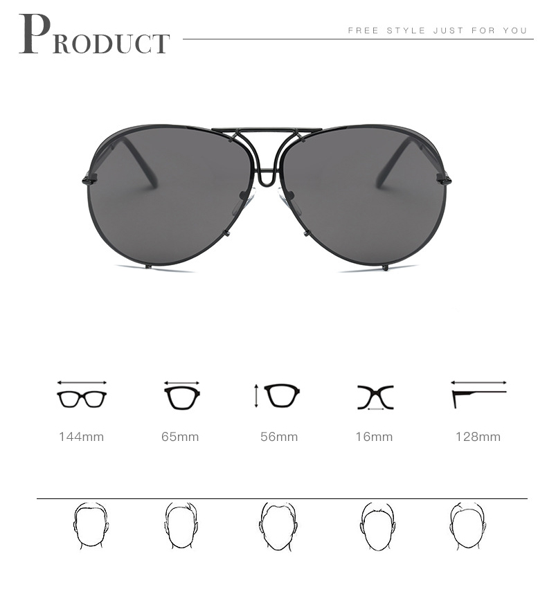 Lunettes de soleil design femmes lunettes de soleil de luxe surdimensionnées pour femme Cool Mirror Vintage Lady Gradient Shades UV400