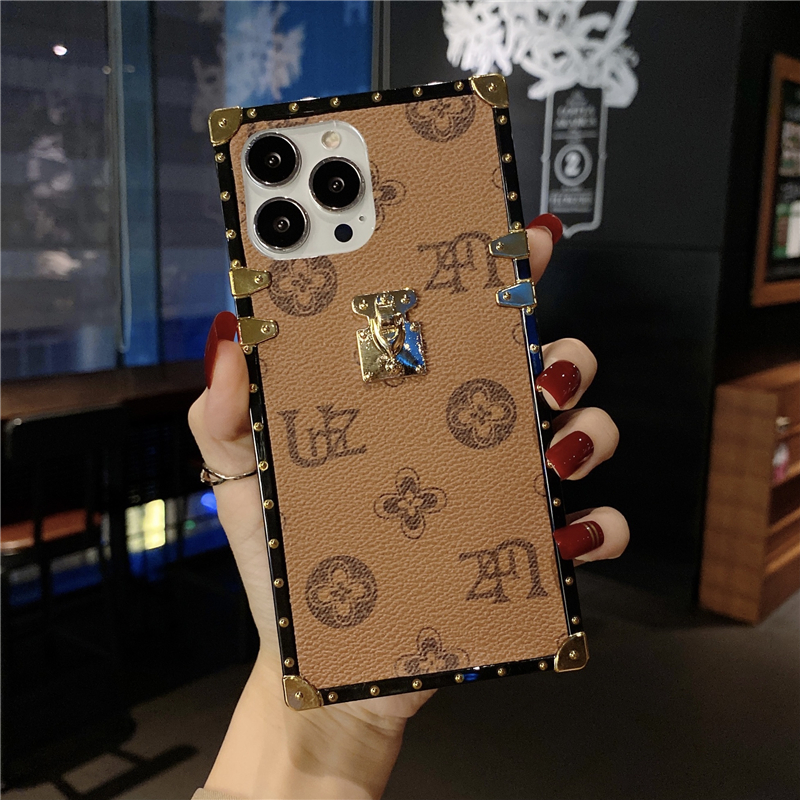 Luxury Retro Flower Print Leather Vogue Phone Case for iPhone 14 13 12 Pro Max Samsung Galaxy S23 Ultra S22 Plus A13 5G A33 A53 A73 Slim Ring Holder Square Plating Shell