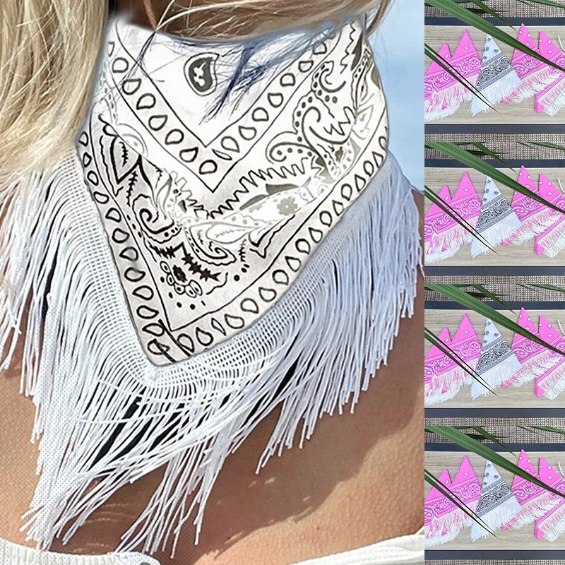 Cowgirl-Bandanas-Schal für Damen, Bachelorette-Bandanas, Quastenbesatz, Kopftuch, Cashew-Muster, Hip-Hop-Bandanas mit Fransen, Halstuch