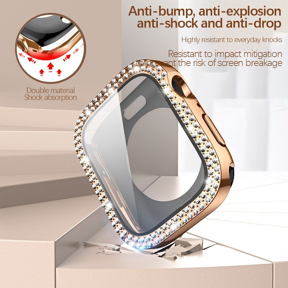 Capa protetora de tela fina para Apple Watch Ultra 49mm Series 8 7 6 5 4 SE Bling Diamond Full Protect Armor Cover 45mm 44mm