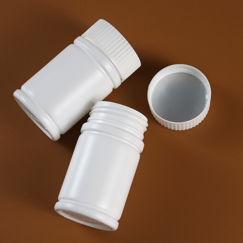 60 ml tom pillerförpackningsflaskor bärbar vit rund PE -plastpulvermedicin hållare tablett container fodral för apotek vitaminer