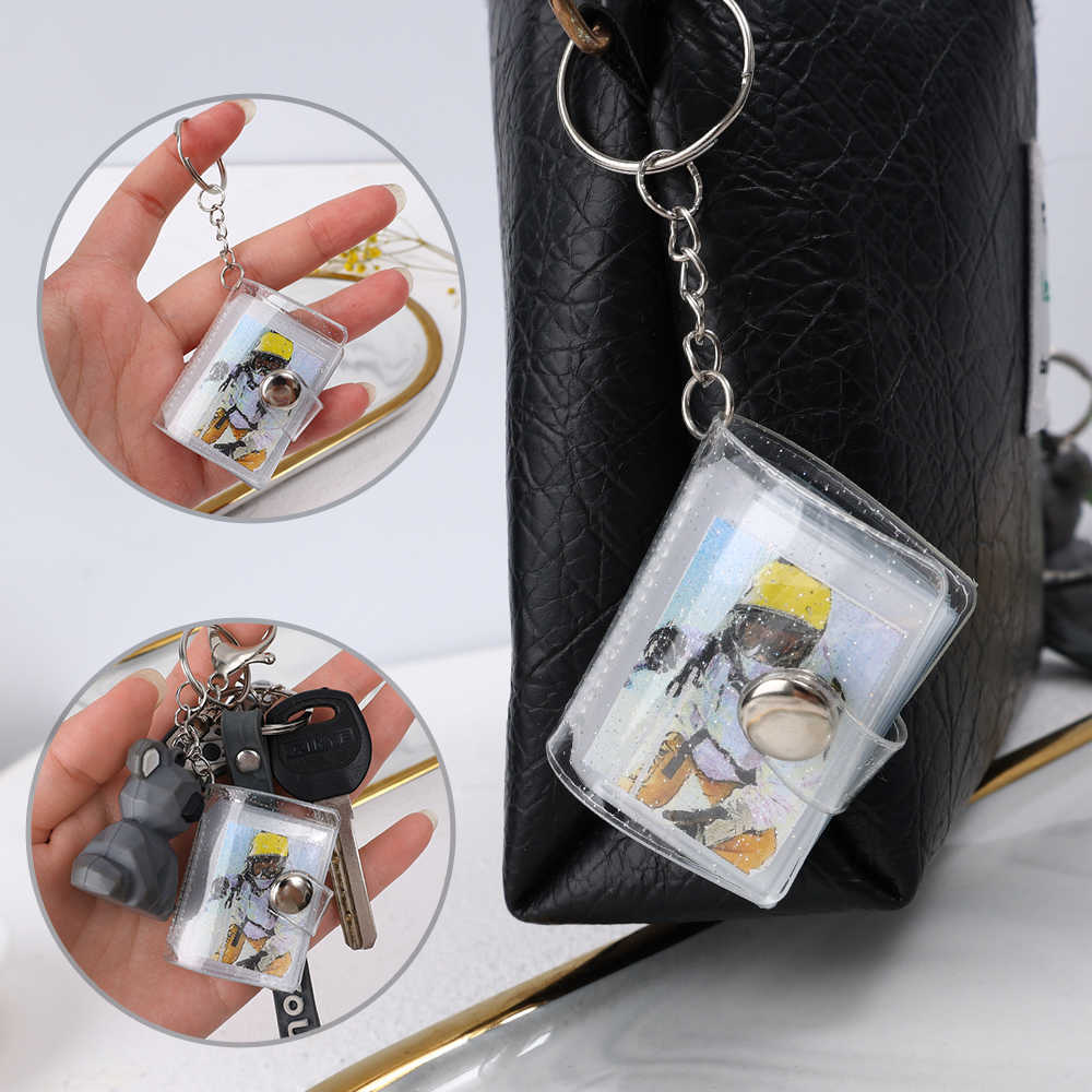 Novo Mini Álbum Transparente de 1/2 Polegada Chaveiro Criativo DIY Bolsos Titular Cartão de Foto Chaveiro Pingente Presentes para Cartões de Fotos Coletar