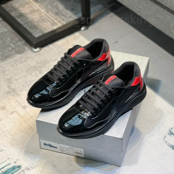 Designer Shoes Runner Trainers Men America Cup Xl Leather Sneakers Leather Flat Trainers Black White Red Mesh Lace-up Casual Shoes With box size 38-46