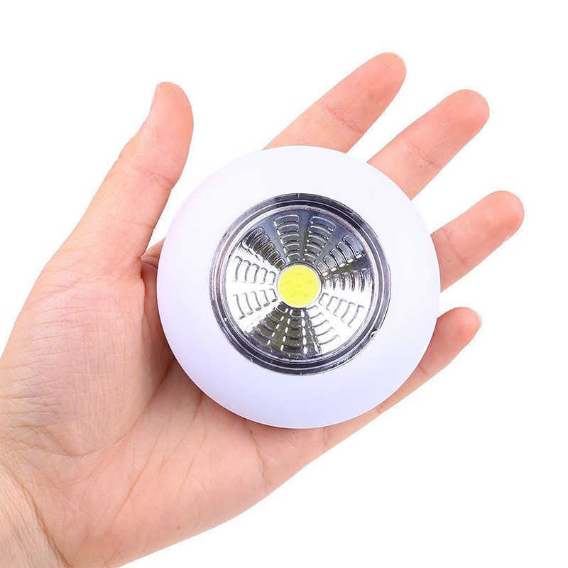 Ny 2st Portable Cob Hand Press Light Self Adhesive LED Night Light Cabinet Light Wall Light Garderob