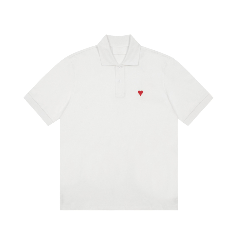 قامت لعبة Polos للرجال بالعلامة التجارية المطرزة على قميص قصير في صيف القلب الأحمر للرجال والنساء
