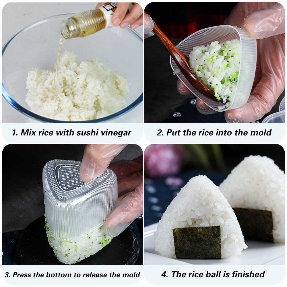 Ny 4 -stil sushi mögel triangel mögel sushi maskin mögel sushi verktyg onigiri ris boll bento maskin mögel kök tillbehör verktyg
