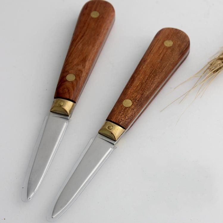 Facas para frutos do mar com casca de vieira, duráveis, cabo de madeira multifuncional, faca para descascar ostra, faca de lâmina afiada, ferramentas SN4167