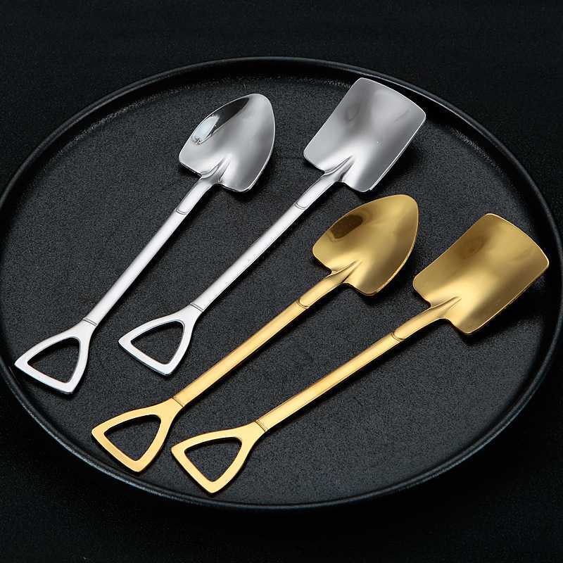 Nouveau 4/Creative Pelle Cuillères En Acier Inoxydable Café Cuillère À Café Crème Glacée Dessert Pastèque Scoop Ménage Cuisine Vaisselle Ensemble