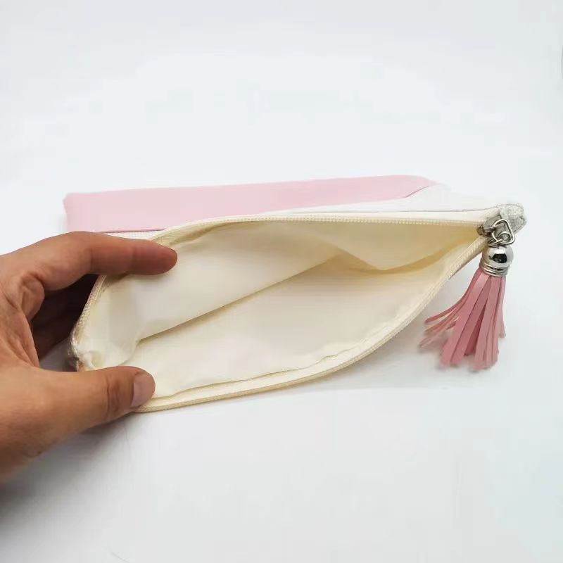 Bolsas de cosméticos sublimação DIY Branco de linho em branco de dupla face