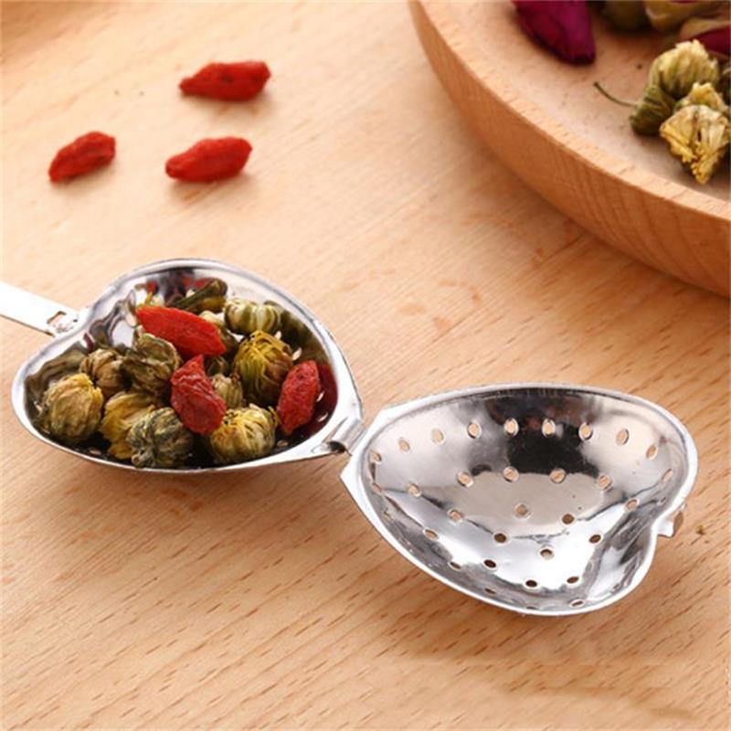 Roestvrijstalen hartvormige thee-ei Mesh Ball Theezeefje Herbal Spice Locking Theelepel Home Kitchen Tool