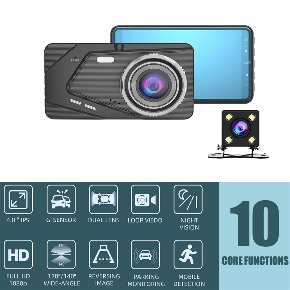 4,0 дюйма ЖК -экрана Car DVR Full HD 1080p Двойной панель кулачки фронтальной камеры и кулачка заднего вида 170 градусов шириной BX50