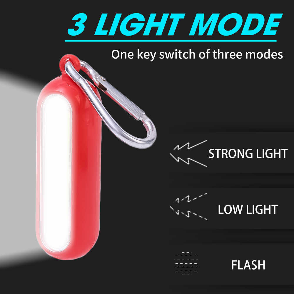 Nouveau Mini lampe de poche LED Portable COB KeyChain Pocket Light 3Modes à piles Lampe de travail d'urgence Camping en plein air Lampe Lanterne