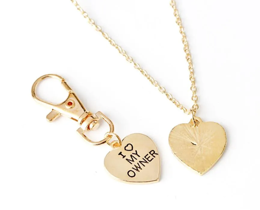 2st Friendship Love Heart Necklace Key Chain Owner and Dogs Letter Pendant I Love My Dog Necklace Jewelry Nyckelringar