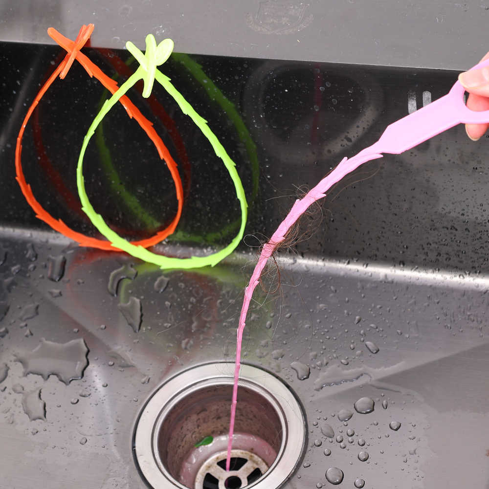 New Pipe Dredging Cleaning Brush Anti Clogging Sink Pipe Cleaner Kitchen Bathroom Floor Hair Filter Household Cleaning Tools