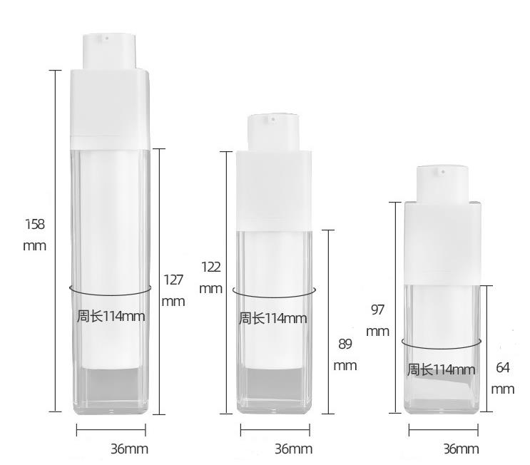 Airless Pump Cosmetic Container Frosted Double-Layer förtjockad kvadrat 15 ml 30 ml 50 ml Lotion Tom Airless Bottle Pet Plastic SN4162