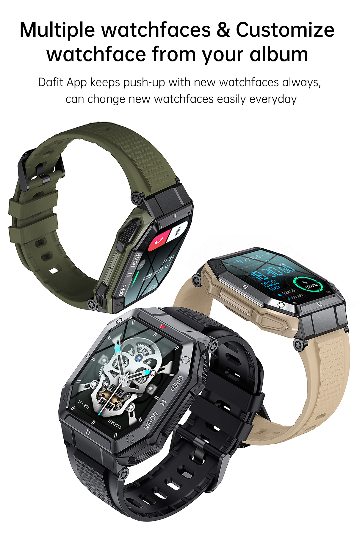 55 1,85 дюйма 2023 военные интеллектуальные часы Men Bluetooth Call 350MAH 24H Здоровый монитор.