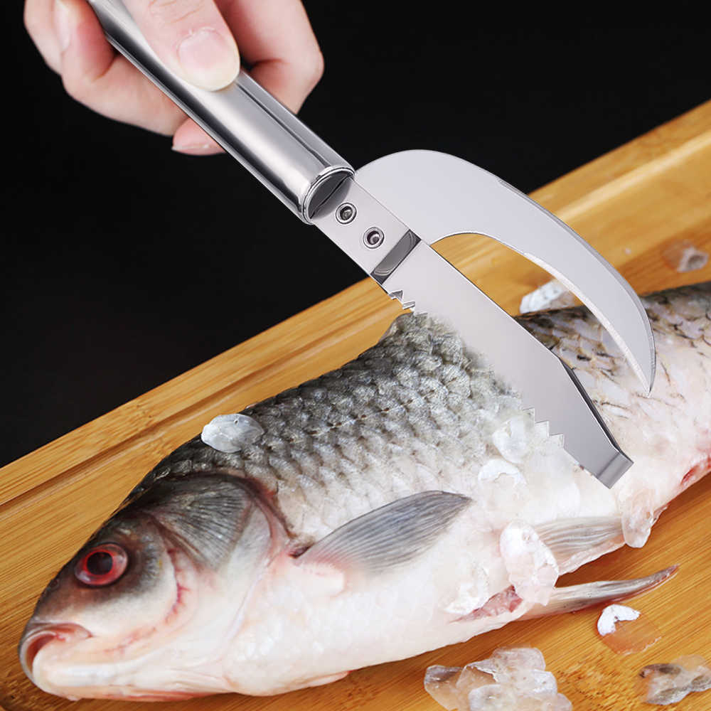 Neue 2 In 1 Fischschuppen Schaben Messer Meeresfrüchte Fischschuppen Entferner Reinigungsschaber Mehrzweckmesser Küchenzubehör Gadgets