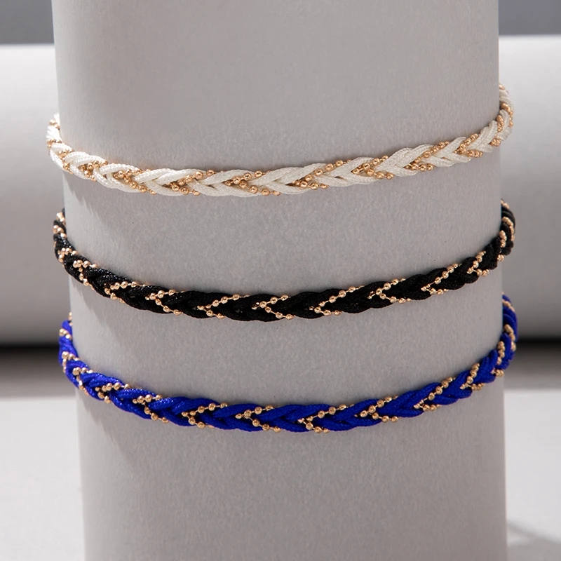 Chaîne de pied de corde colorée bohème alliage métal bracelets de cheville réglables à la main pour les femmes accessoires de bijoux d'été