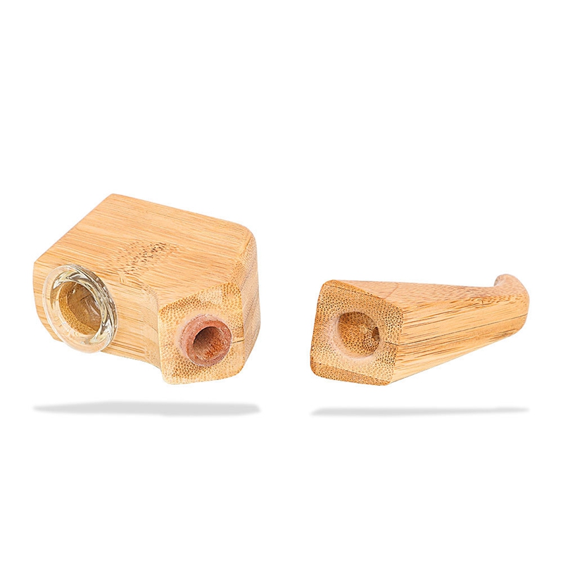 Dernières Pipes En Bois De Bambou Naturel Portable Dry Herb Tabac En Verre Nineholes Bowl Style Innovant Handpipes Main Tube Fumer Porte-Cigarette En Bois