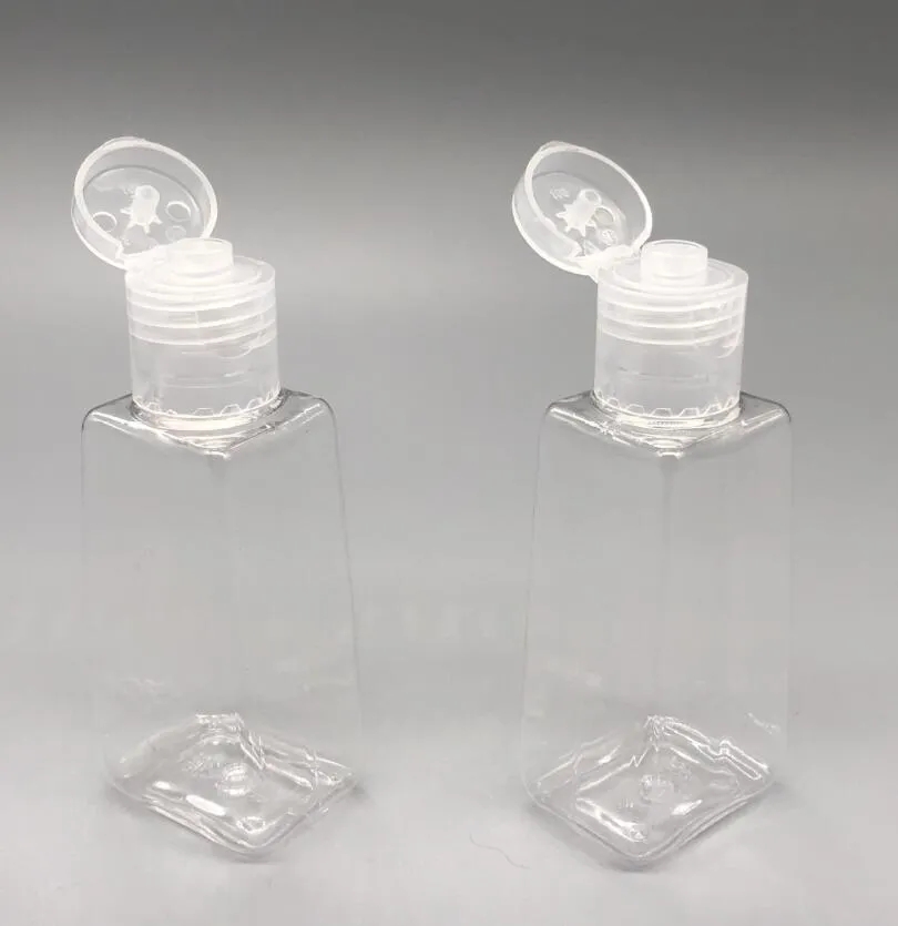 30 ml Händedesinfektionsflasche, Desinfektionsverpackungsflaschen, leere transparente Trapezbox, PET-Handgelflasche mit Klappdeckel