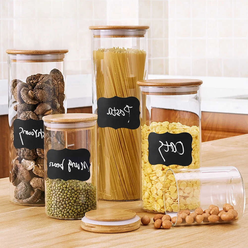 New 8/Erasable Blackboard Stickers Waterproof Kitchen Spice Bottle Pantry Food Storage Tags Home Jars Bottles Label Stickers