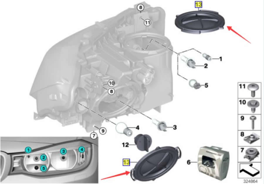 Pour BMW série 3 F30 F35 318 320 323i 325i 2013-2015 couvercle étanche à la poussière couvercle d'étanchéité couvercle arrière de phare en plastique