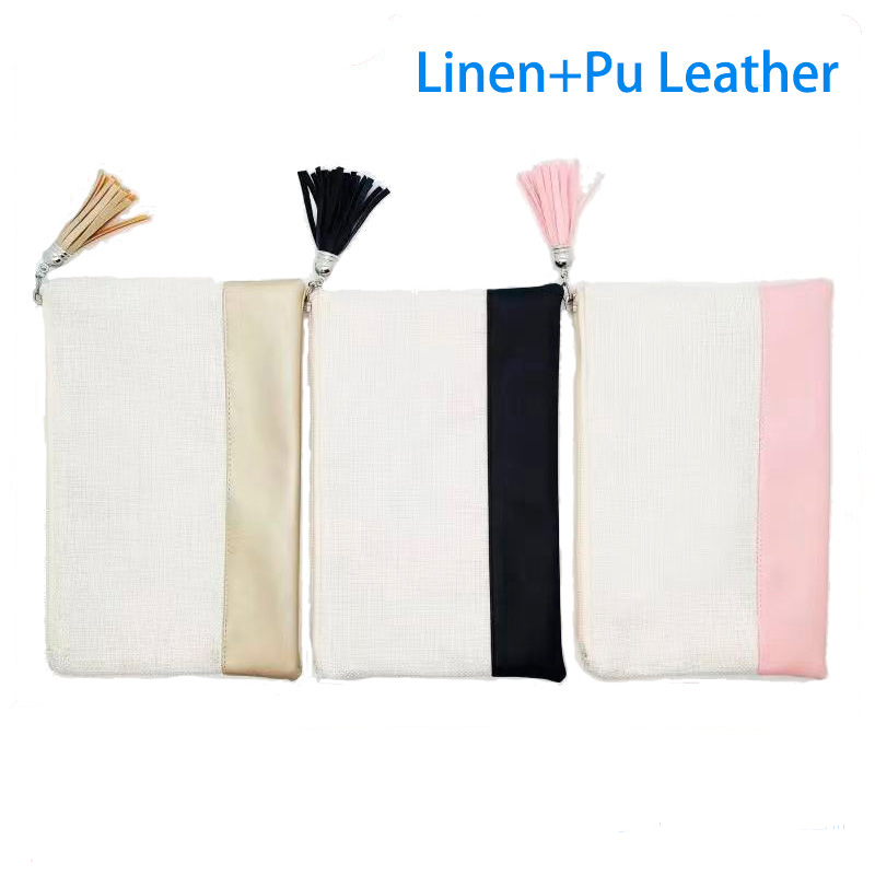 DHLCosmetic Bags Thermal Sublimation And Sublimation DIY White Blank Linen Color Patchwork Protable Makeup Bag
