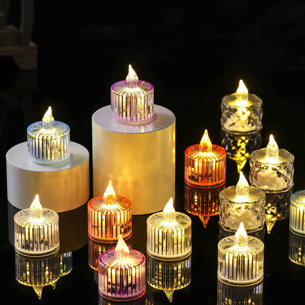 New LED Tealight Candles Transparent Flameless Artificial Candle Light Battery Powered Night Light For Christmas New Year Decor