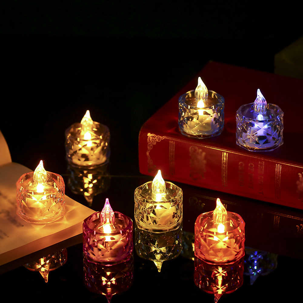 New LED Tealight Candles Transparent Flameless Artificial Candle Light Battery Powered Night Light For Christmas New Year Decor