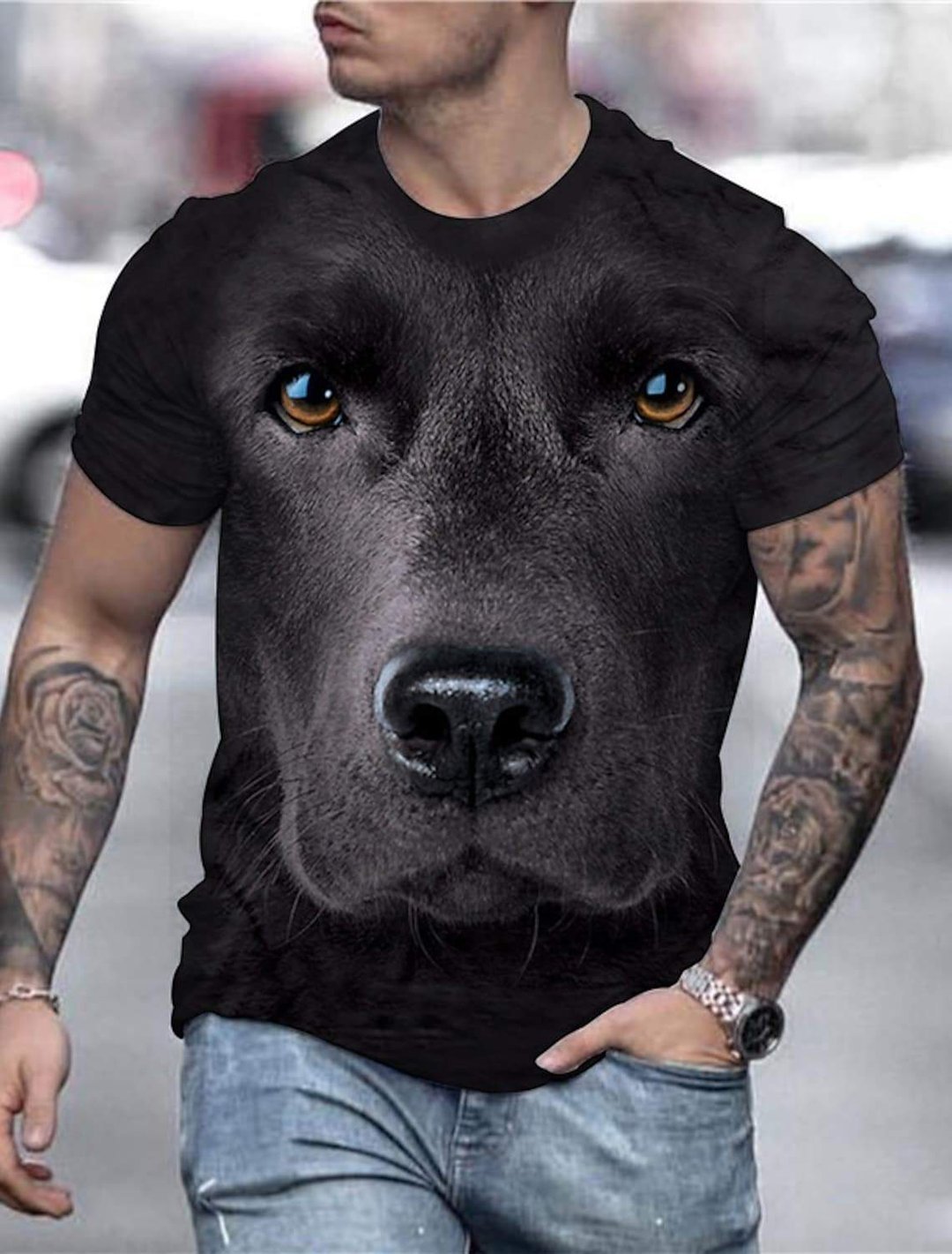 GI15 herrt-shirts 3d herr designer t shirt kreativ skalle skelett djur kort ärm tees sommar nyhet haloween höft pop street casual tshirt