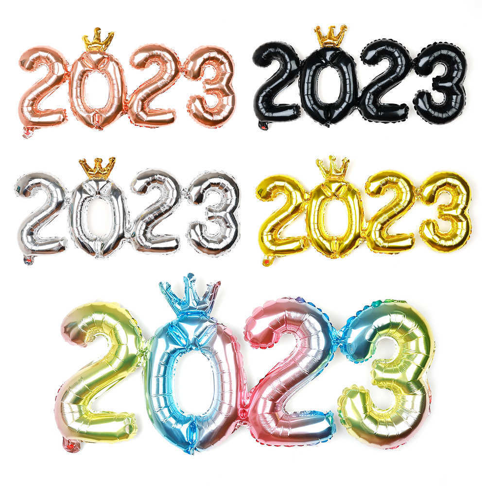 New Happy New Year Foil Balloons 2023 Number Balloons Accessoires de décoration pour 2023 Nouvel An Navidad Christmas Eve Party Decors Ballons