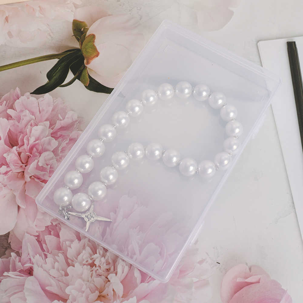 New Mini Storage Box Transparent Plastic Box Earrings Jewelry Packaging Storage Small Square Boxes Desktop Jewelry Organizer