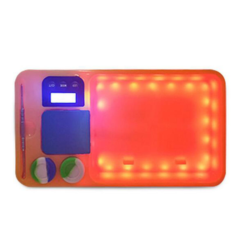 Lichtgevende LED Rolling Tray met Elektronische Digitale Weegschaal USB Oplaadbare Batterij Rookaccessoires Set Wax Silicon Box Jar Roller Kit DHL